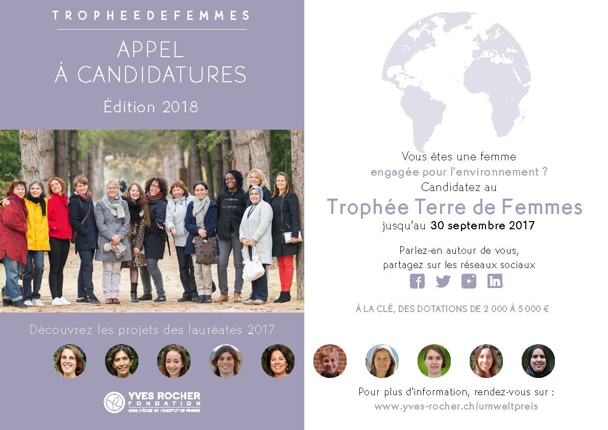 Fondation Yves Rocher: Trophée de Femmes – Appel à candidatures 2018